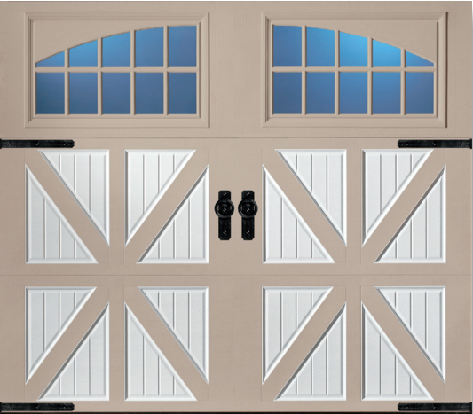 Maple Creek magnetic handles and clavos on white beadboard door